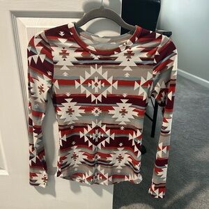 Aztec Patterned Long Sleeve Top!